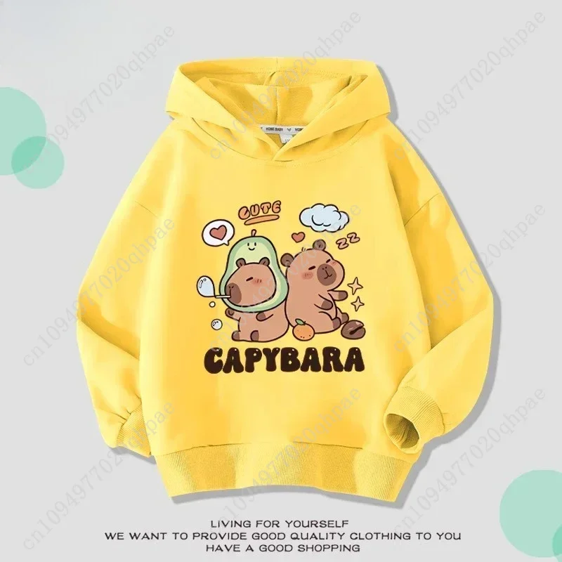 الأطفال الخريف والشتاء كابيبارا الأفوكادو مقنعين البلوز للبنين والبنات لطيف 2025 جديد في الهواء الطلق تنوعا بلايز عادية