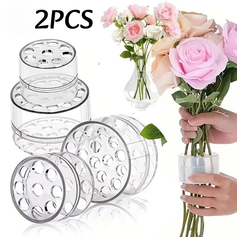 2pcs Spiral Vase Flower Arranger Invisible Transparent Ikebana Stem Holder Plastic Bouquet Floral Plant Tool DIY Floral