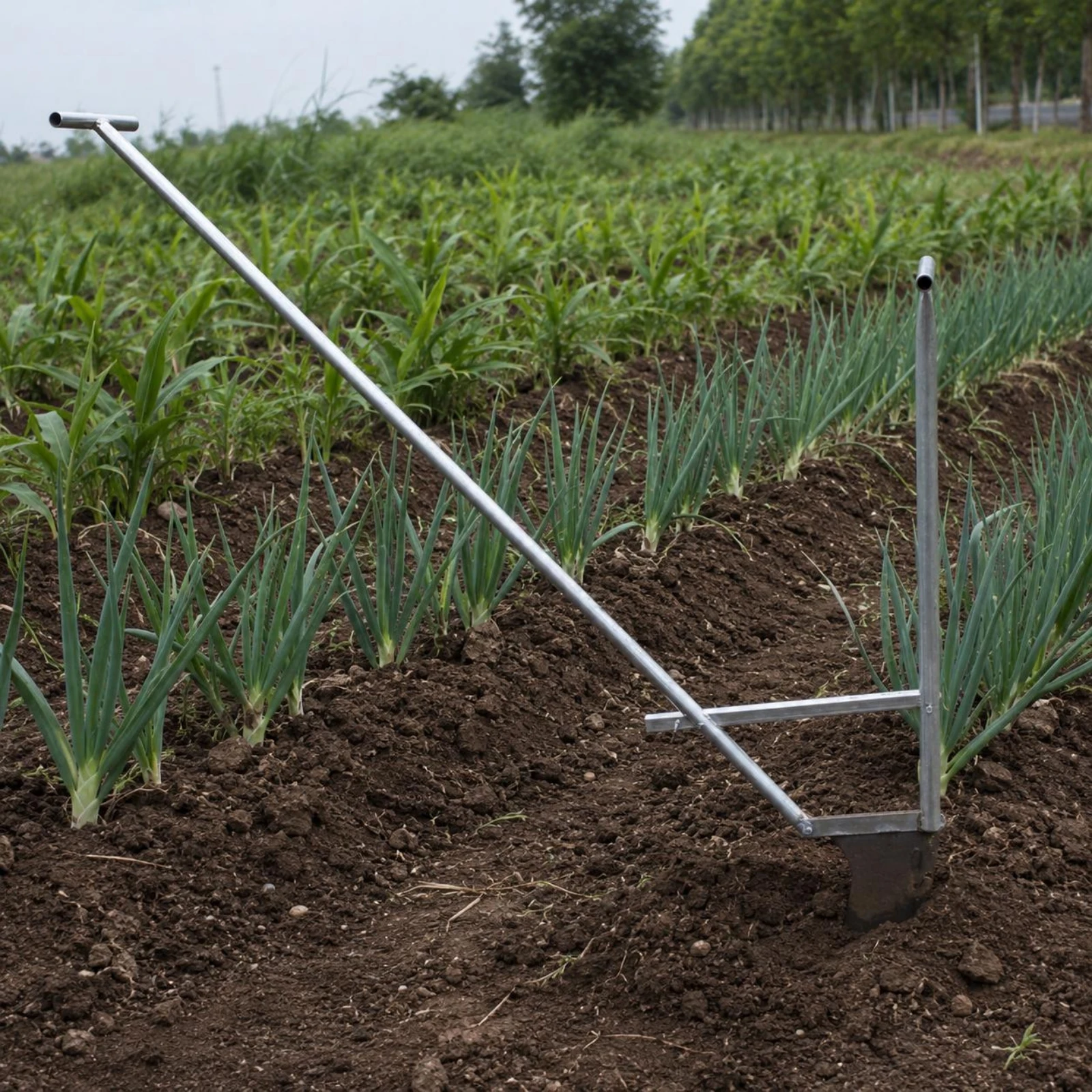 Adjustable Manual Ridging Tool with Crossbar Handle for Fast Crop Row Mounding and Soil Maintenance
