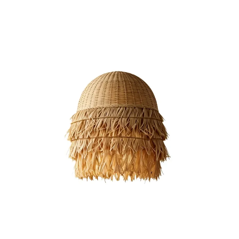 Wabi Sabi Rattan Chandelier Natural Straw Pendant Light Japanese Style Hanging Lamp for Dining Room Tea House B&B Decor