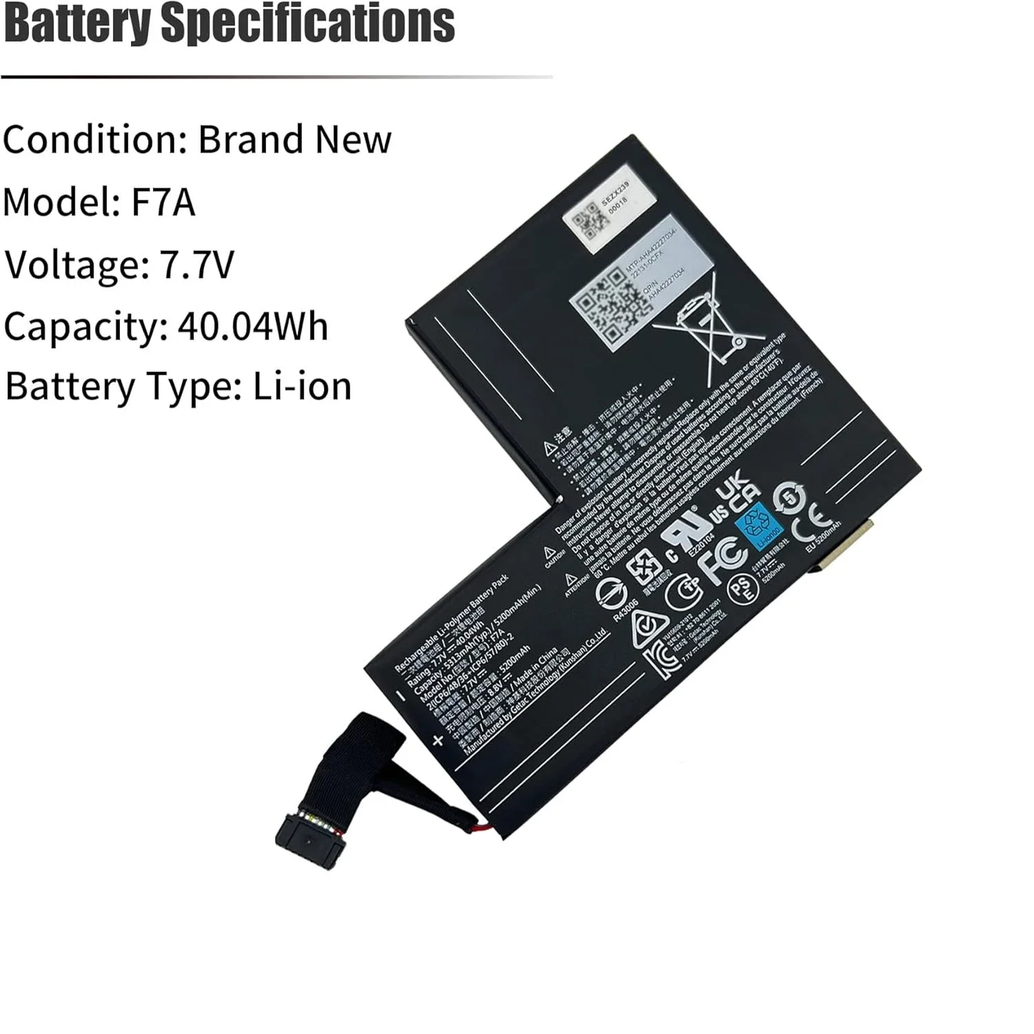 بطارية بديلة F7A 7.7 فولت 5200 مللي أمبير في الساعة لجهاز الألعاب المحمول على سطح البخار