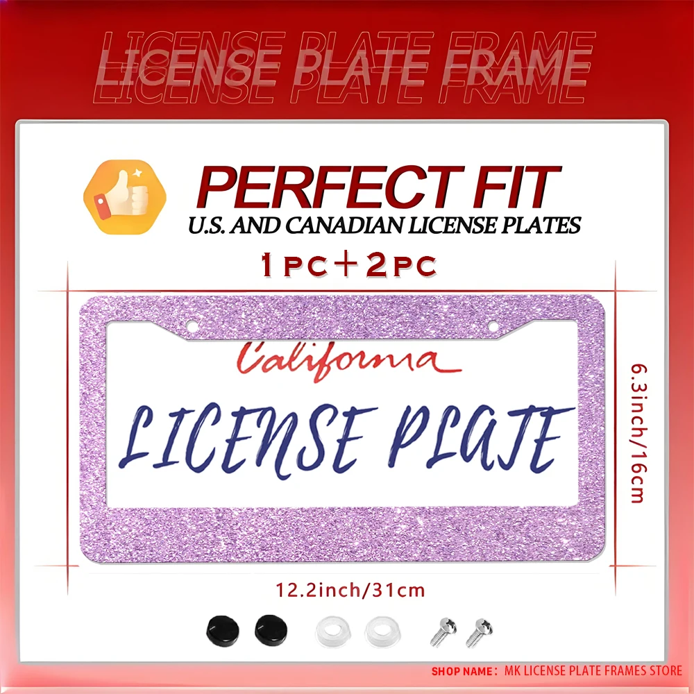 

Рамка номерного знака с фиолетовым блеском и 2 отверстиями, алюминиевый материал с набором винтов, автоукрашение, новинка и забавный подарок, 6x12 дюймов