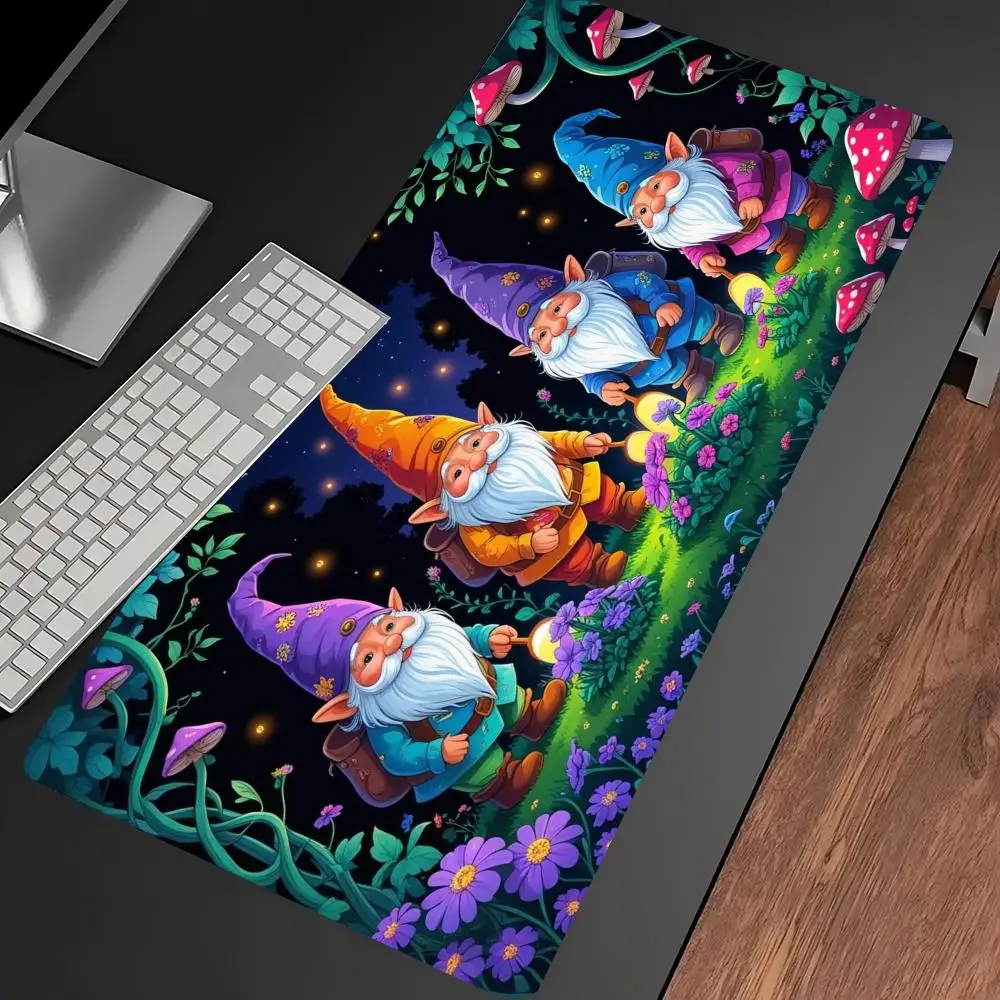 Halloween Gnomes Purple Hats Cauldron Moon XXL Gaming Mouse Pad Non Slip Rubber Base Large Desk Mat for Gaming Enthusiast