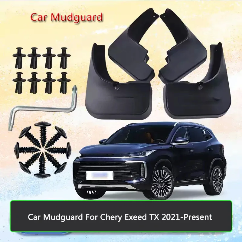 ABS Car Fender Mud Flaps Premium Splash Guard Anti-dirt Wear-resistant Body Protect Accessory For Chery Exeed TX 2021-Present