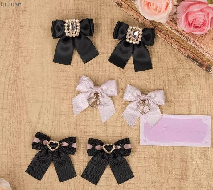 

Japanese Mine Series Mass-produced Hair Accessories Lolita Square Diamond Small Bow Hairpin Lace Love Double Ponytail Pair Clip