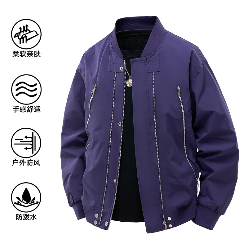 

Versatile Jacket Men's Retro Baseball Jacket Men's Spring and Autumn New Loose Pilot Jacket Men's Zipper New Motorcycle Jacket