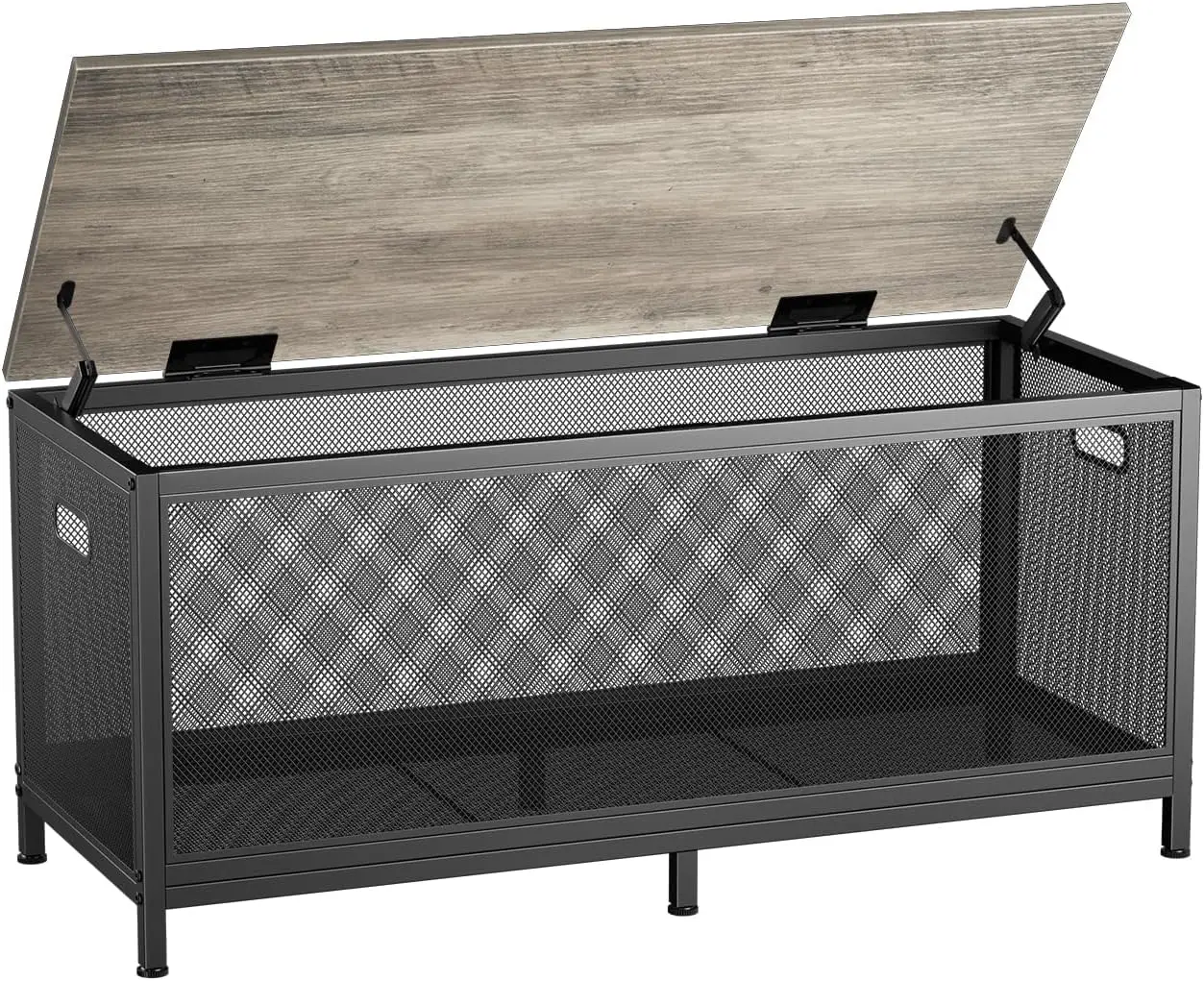 Vopeak Storage Bench, Storage Chest With 2 Safety Hinges, 43.3 X 15.7 X 17.7 Inches Coffee Table, Wooden Metal Frame Storage