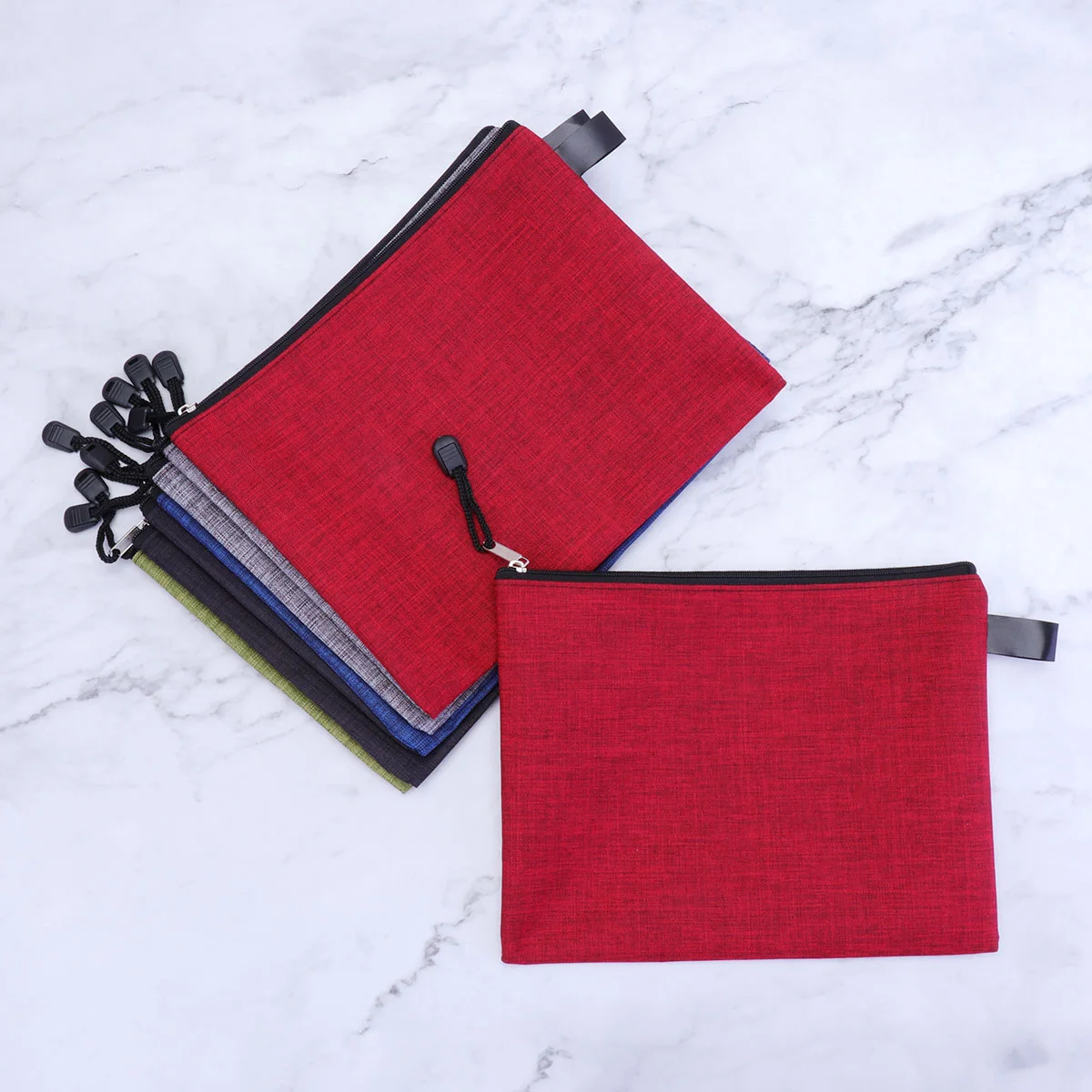 10pcs Oxford Cloth Documents Pouch File Zipper Bag Waterproof File Storage Bag Thicken Office File Pouch ( Random Color)