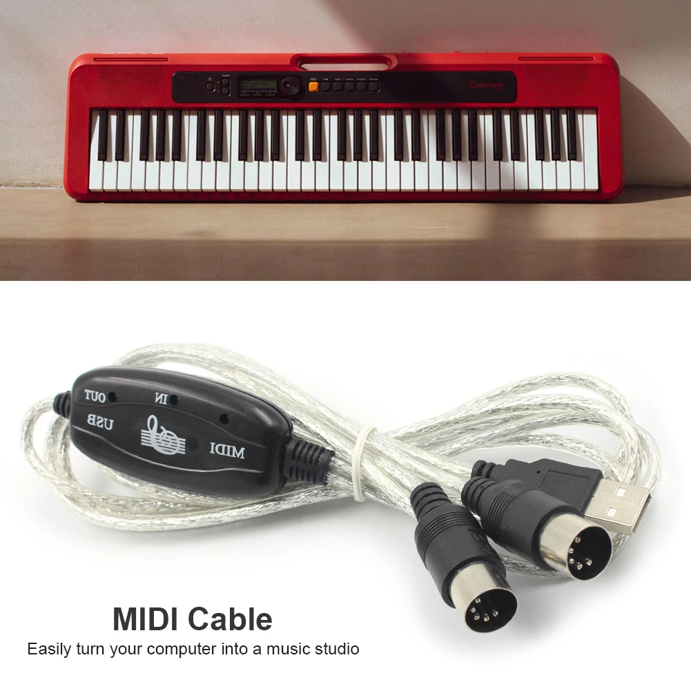 USB MIDI Cable Keyboard to PC Audio Cable USB to MIDI Cable Converter Cord USB IN-OUT MIDI Interface Adapter Accessories