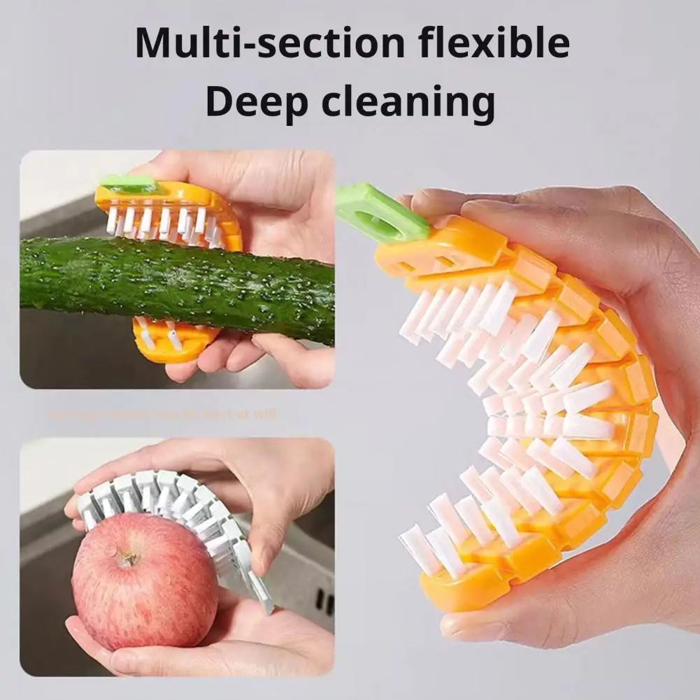 Soft Bristle Brush Non-scratch Scrubbing Brush Flexible Bristled Vegetable Fruit Brush for Stain Removal for Carrots