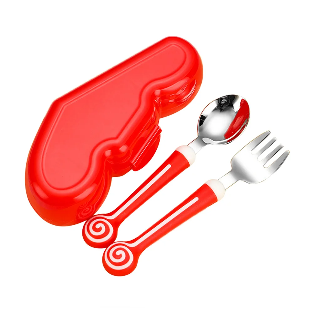 

1 set Silicone Baby Tableware Kids Utensils Toddler Fork Spoon Set Stainless Steel Child Feeding Learning Tableware for Kids