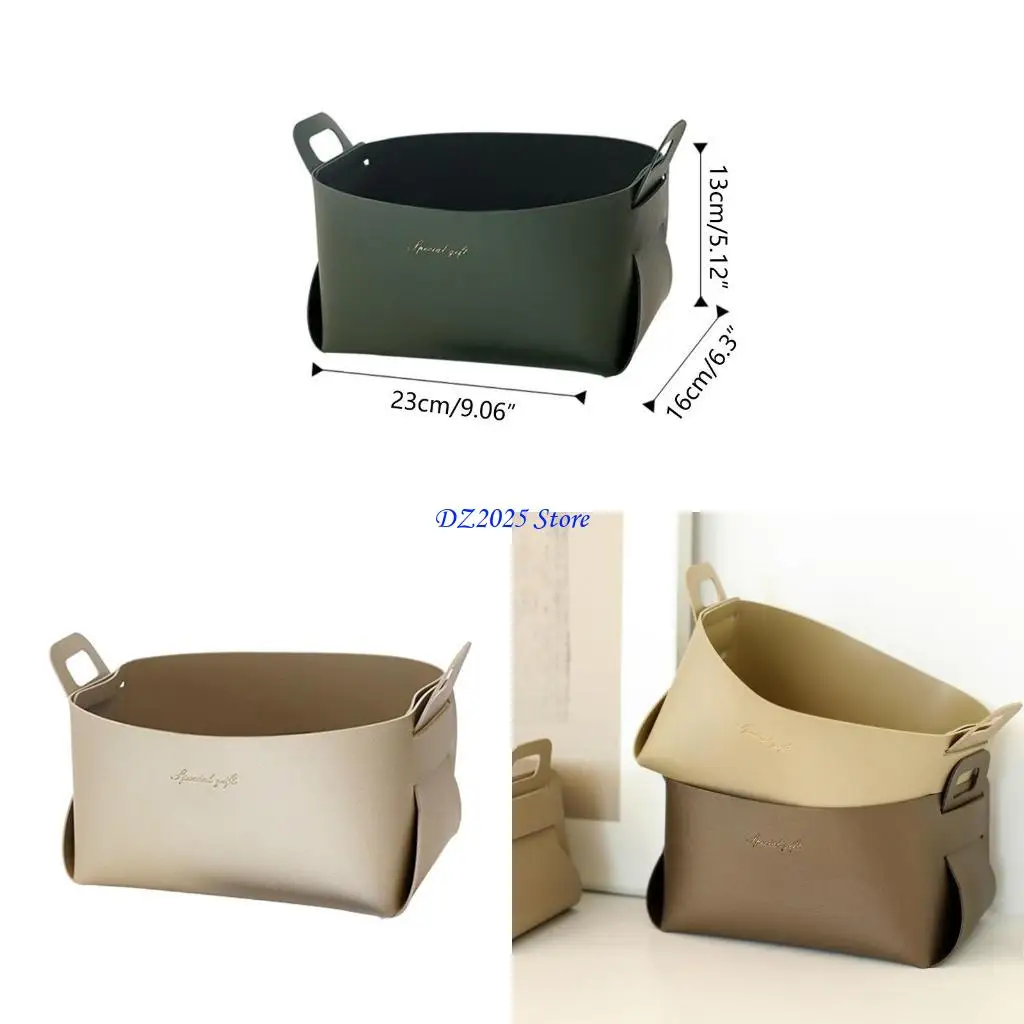 

Q6RC Leather Desk for Case Cosmetic Storage Basket with Handles for Home Of