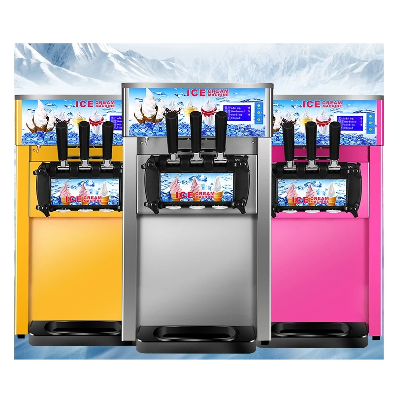 Commercial 18L Soft Serve Ice Cream Machine Frozen Yogurt Ice Cream Maker with 2+1 Flavors Soft Serve Ice Cream Machine