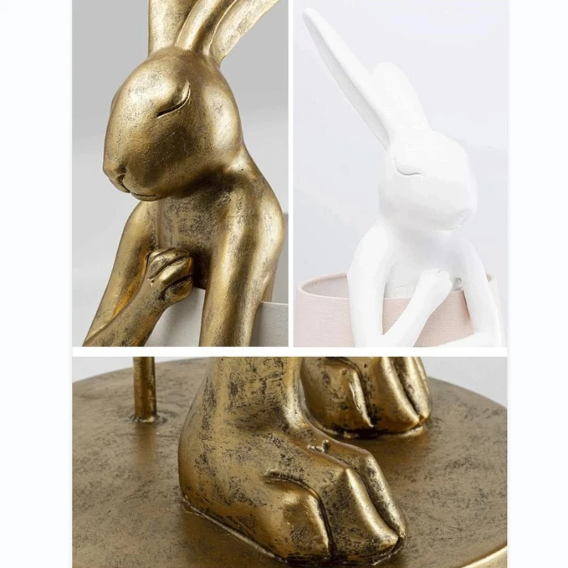 Nordic LED Apron Rabbit Resin Desk Lamp Study Room Bedroom Children's Room Reading LED Lamp Bedside Lamp