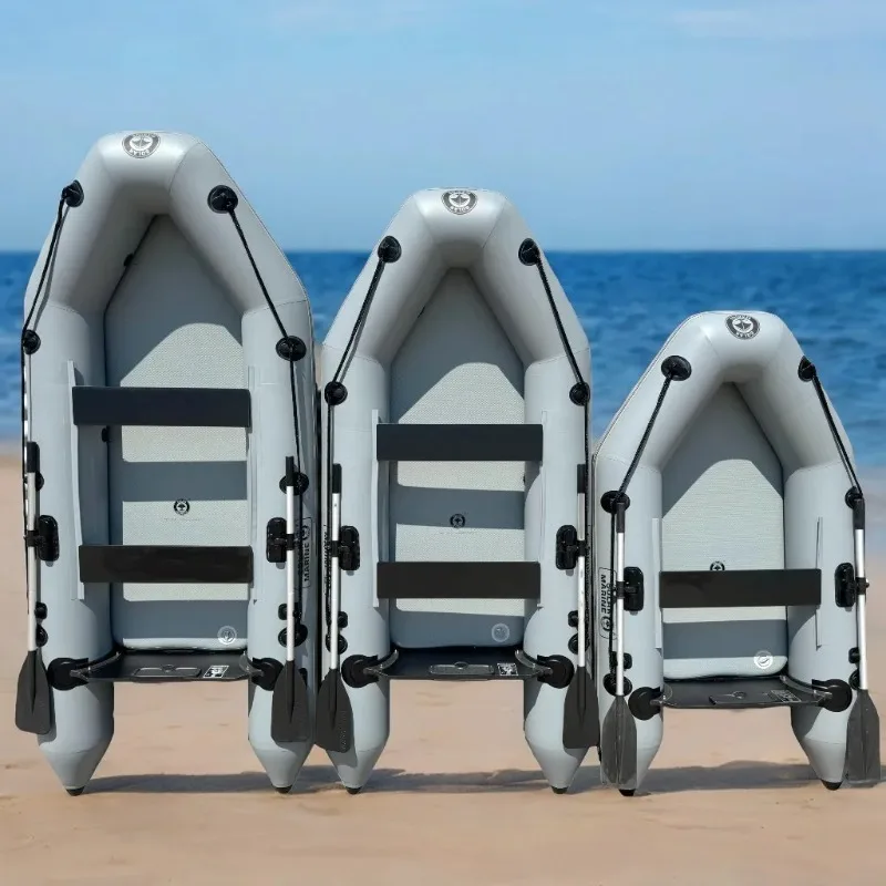 Inflatable Fishing Boat 3M, 0.7mm PVC Rubber Dinghy, Zodiac Pontoon Row Boat with Air Deck, Assault Raft for River Lake, 300cm