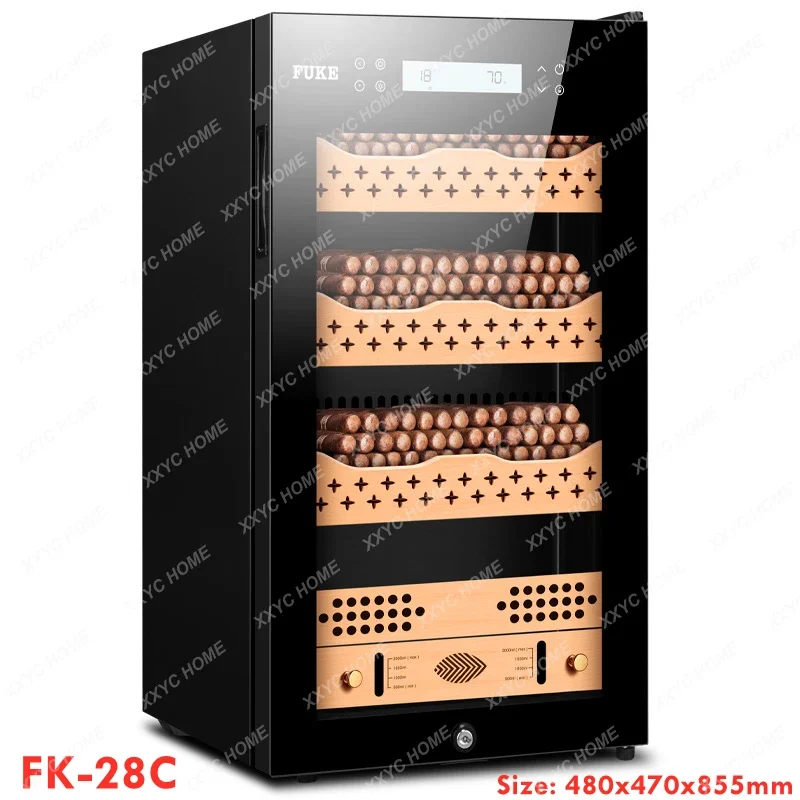 

480x470x855mm Cigar Cabinet FK-28C Capacity 300-400 Black Cigar Humidor Intelligent Temperature Control Moisturizer Wine Storage