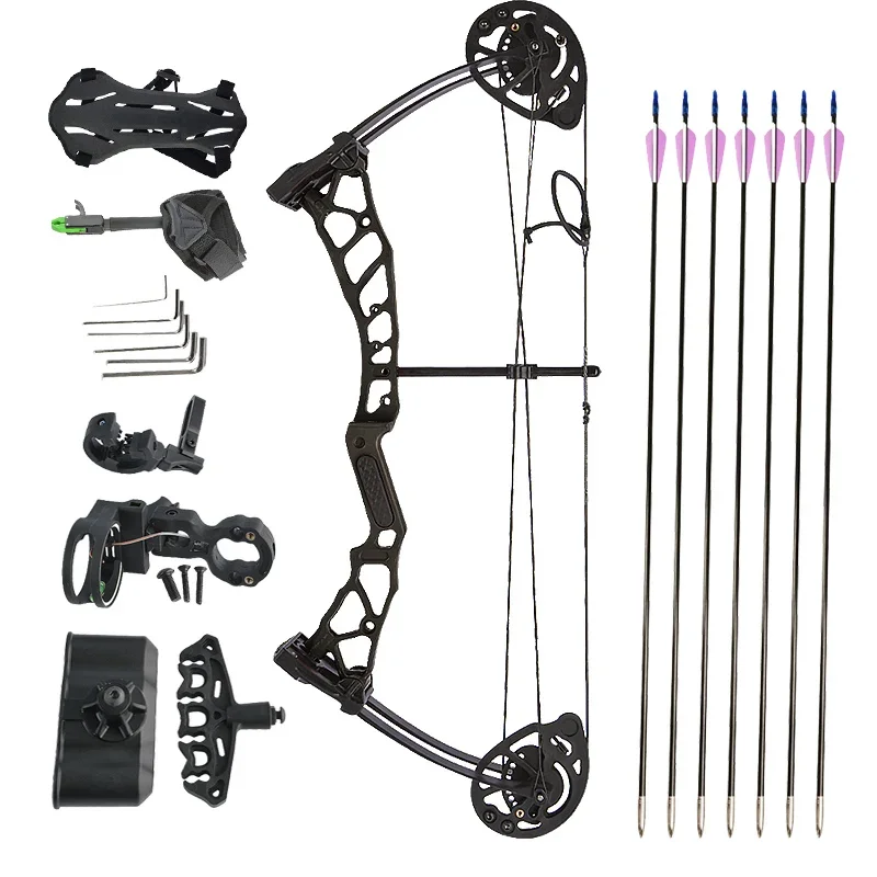 Adjustable Archery Bow and Arrow Shooting Draw Weight 16-28 Pounds Children's Practice Compound Bow Archery Set