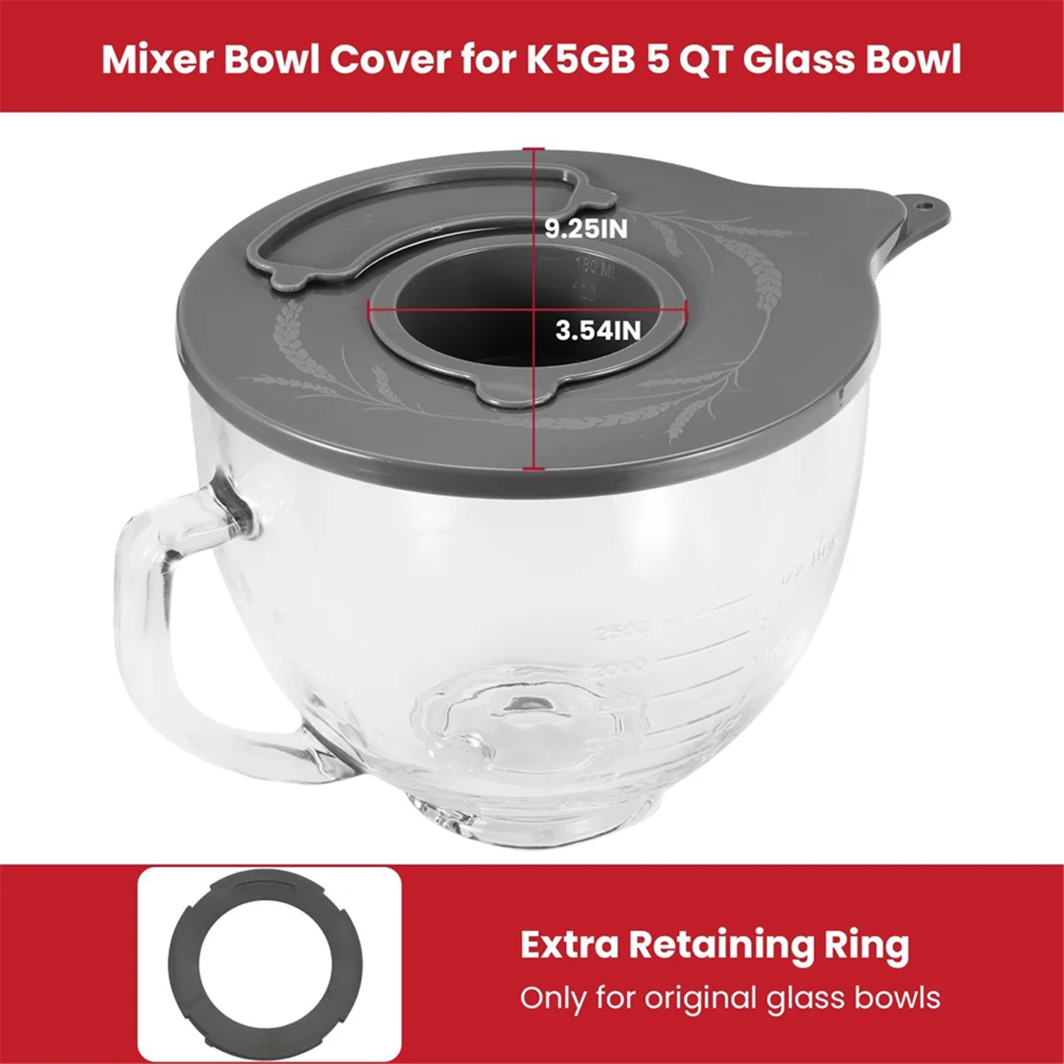 

Стеклянная крышка миски для миксера KitchenAid K5GB, 5-литровая подставка с наклонной головкой