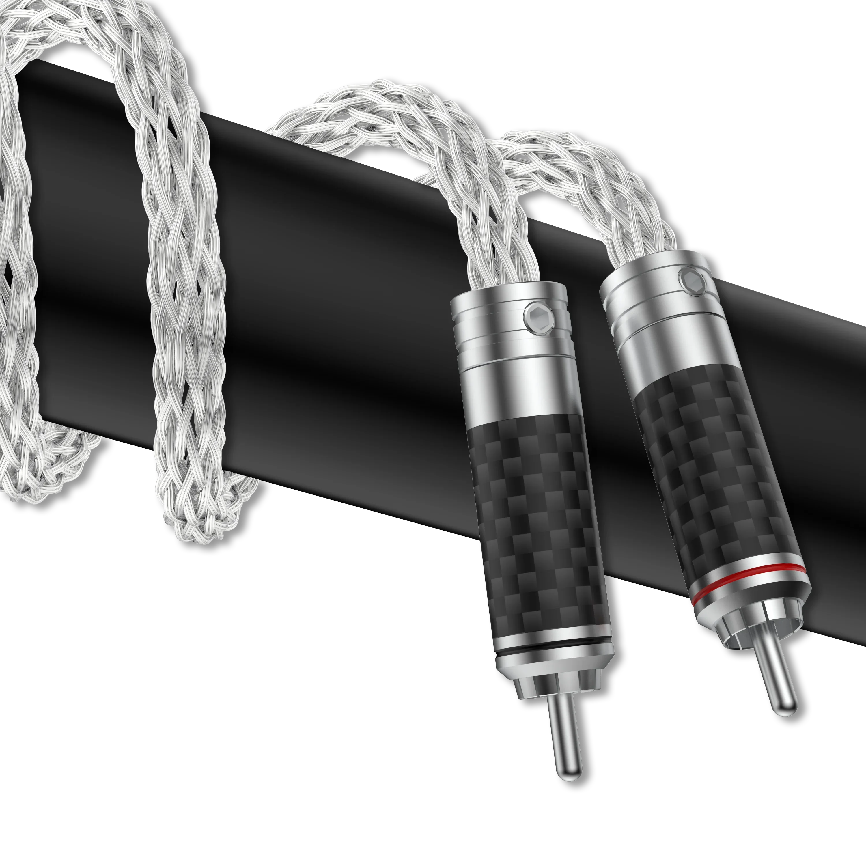 Pair HIFI 16Cores Pure Silver Audio RCA Cable Carbon Fiber RCA Plug Audiophile Quality for Amplifier And CD Player