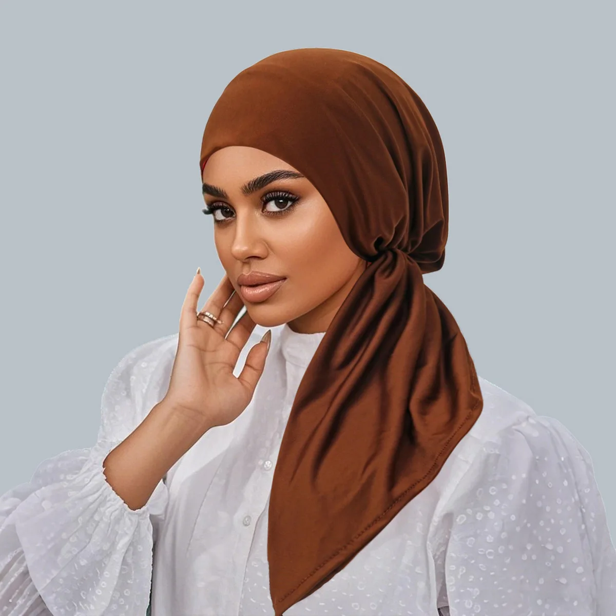 

Muslim Inner Hijab Turban Women Pre-Tied Long Tail Headscarf Wrap Chemo Cap Bonnet Headwear Hat Bandanas Headband Turbante Mujer