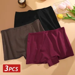3PCS/Set Women Cotton Panties Sexy Low Rise Boyshorts Seamless Sports Boxers Female Comfortable Underwear Solid Color Lingerie