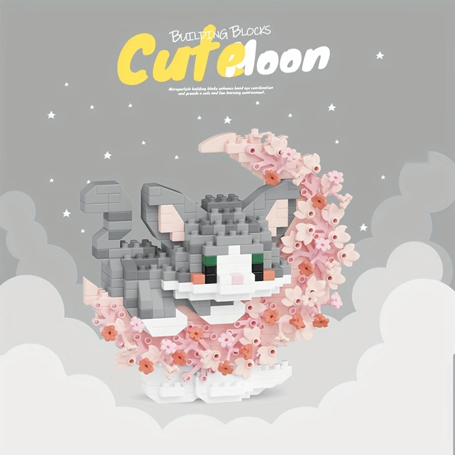 

Under the Moon series cute little animal building blocks. Panda, kitten, piglet, Red panda building blocks. desktop ornaments