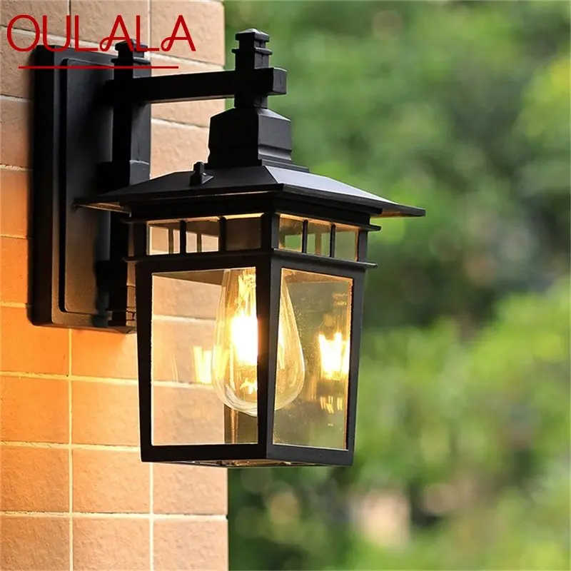 

OULALA Outdoor Wall Lamp LED Classical Retro Black Light Sconces Waterproof Decorative for Home Aisle