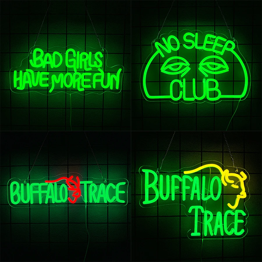 Letrero de neón LED Buffalo Trace, lámpara de pared para negocios de bares, adecuada para decoración de bares de cerveza, clubes, bares masculinos, fiestas y restaurantes.