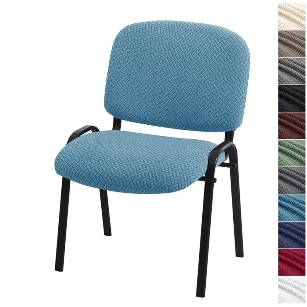 Jacquard Split Low Back Chair Covers Elastic Solid Color Computer Chair Slipcovers Full Prortection Dustproof