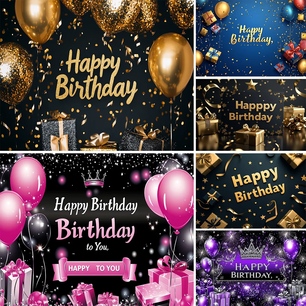 Black Gold 18st 45th Birthday Backdrop Celebration Banner for Party Balloon Decoration Photo Booth Background Party Decorations