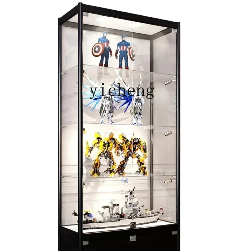 u3 Hand-Made Display Cabinet Made of Glass Model Showcase Lego Transparent Sealed Household with Lock