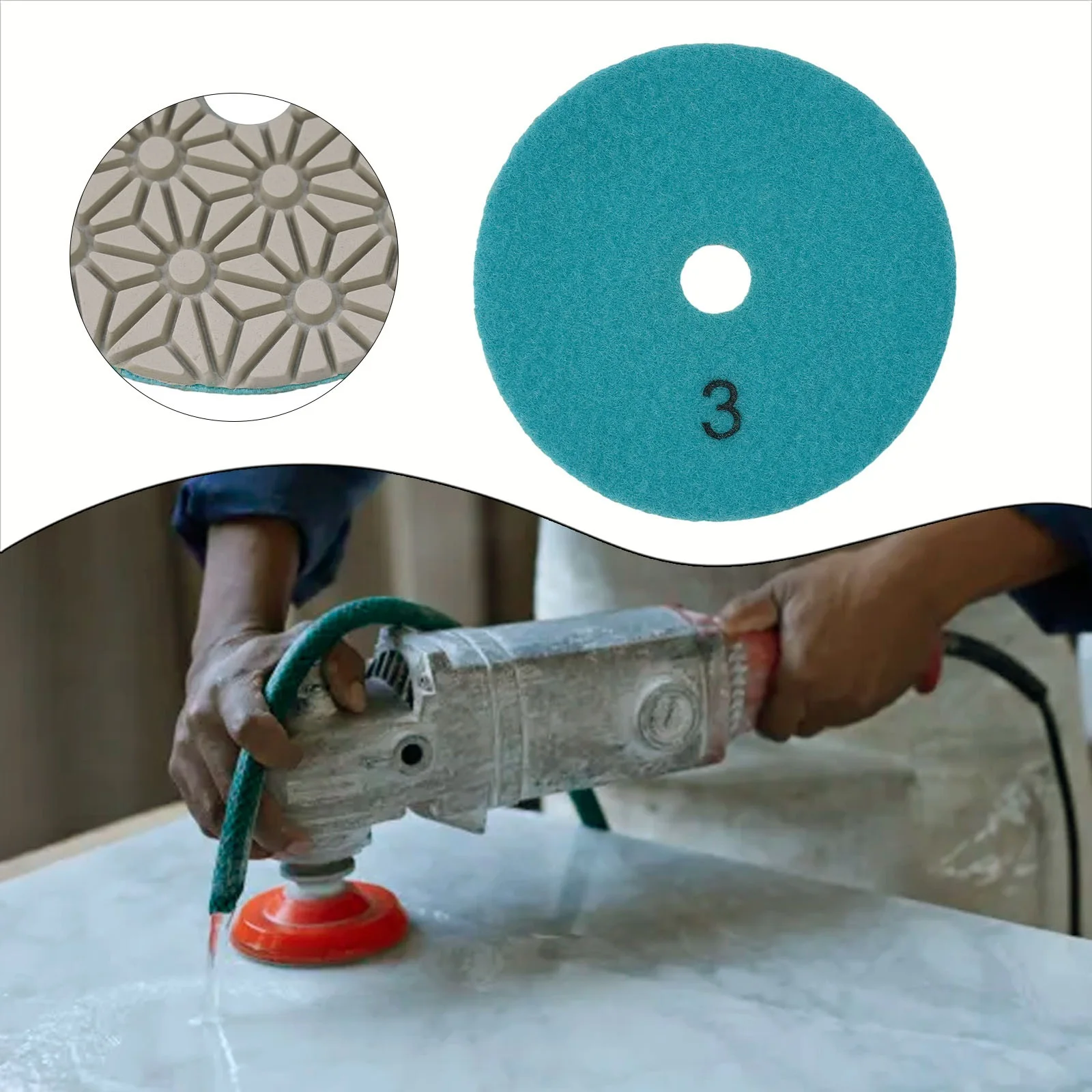 Diamond Polishing Pads 4inch Perfect for Granite  Marble  Concrete High Temp Resistance  Flawless Shine in 3 Steps