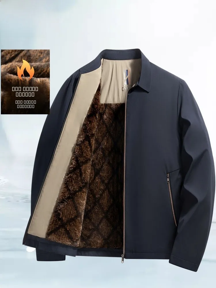 

Men's Fce Lined Thiened Casual Jaet Warm Cozy Cotton Clothes for Middle-Aged And ly Autumn Winter New Arrival