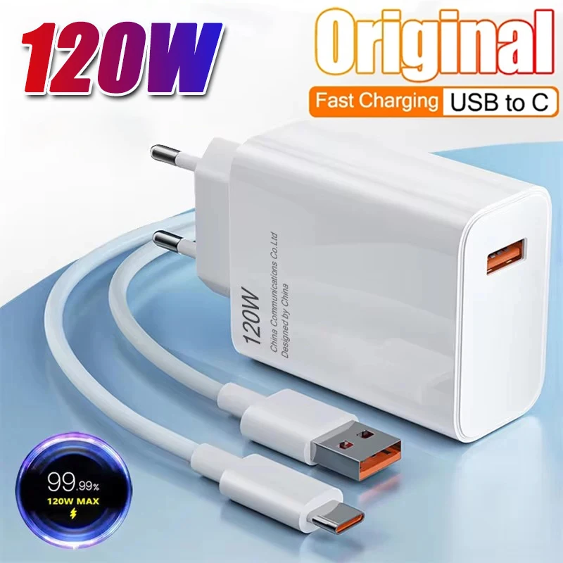 120W Ultra Fast Charger QC 5.0 EU Plug 6A Type C Cable 67W 55W 33W Rapid Charging Adapter For iPhone Huawei Xiaomi 2025