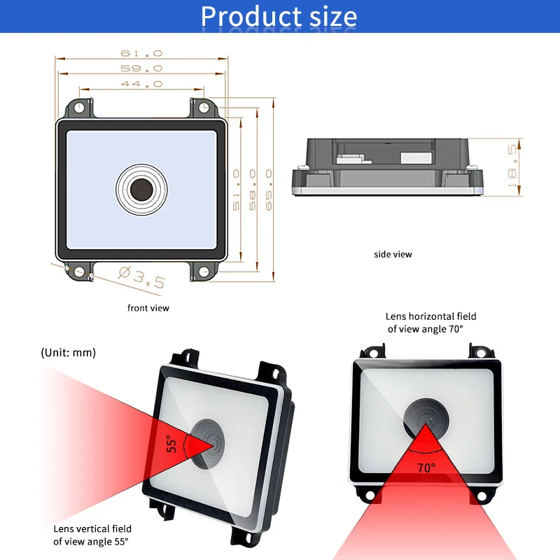 EMT8721A High Speed Barcode Scanner QR Code Scanner Barcode Reader Module for Access Control
