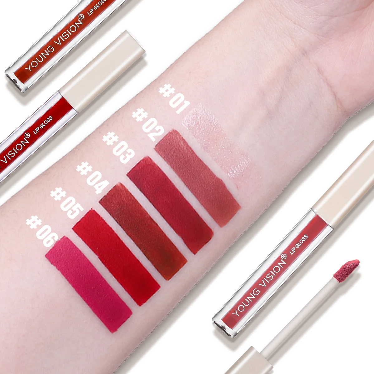 6-teiliges mattes Lipgloss-Set, 1 Stück Lippenaufhellungs-Lipgloss + 5 Stück flüssiger Lippenstift, wasserdicht und langlebig