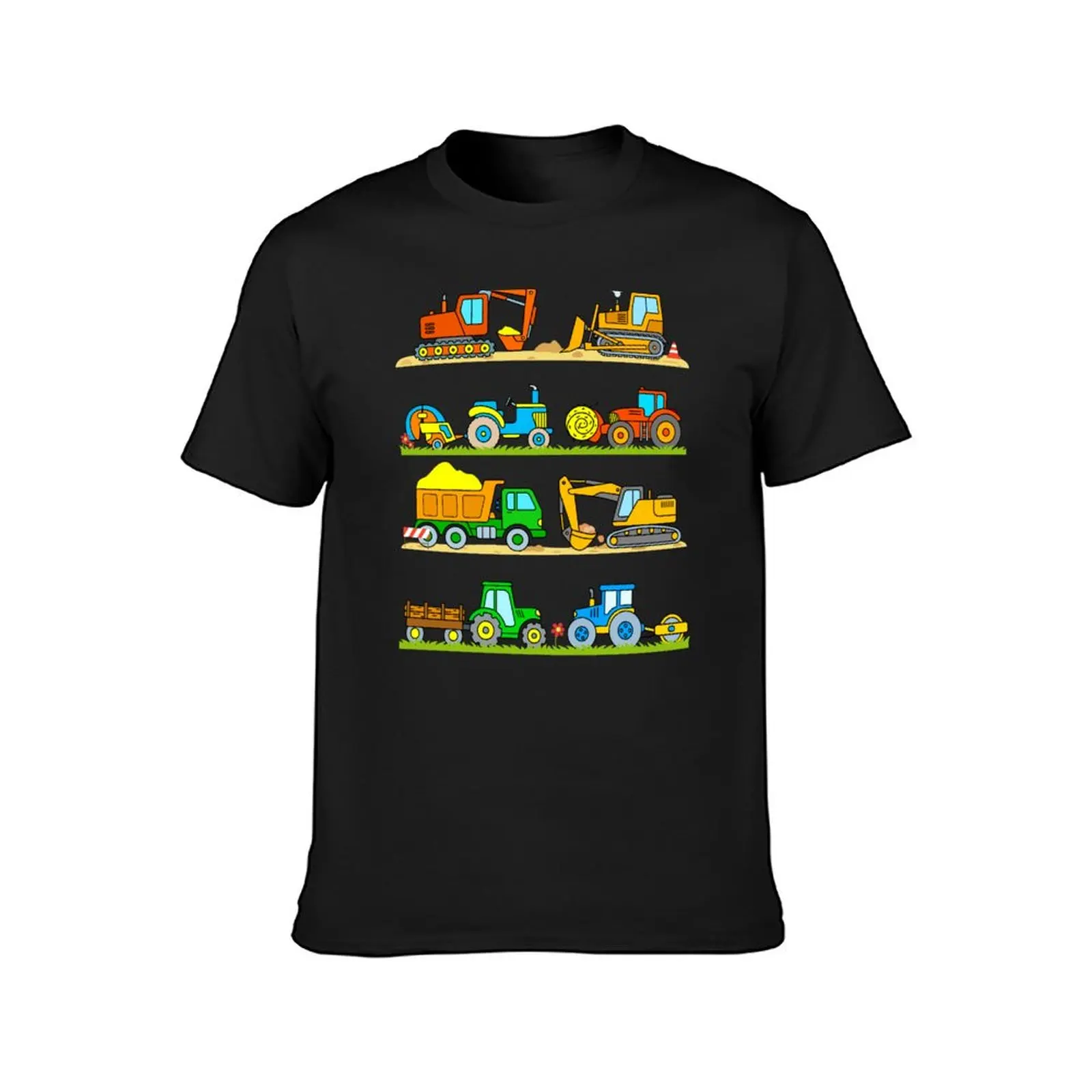 Digger Tractor Truck Hay Baler Bulldozer Construction Farm Vehicles for Kids T-Shirt kawaii clothes mens white t shirts