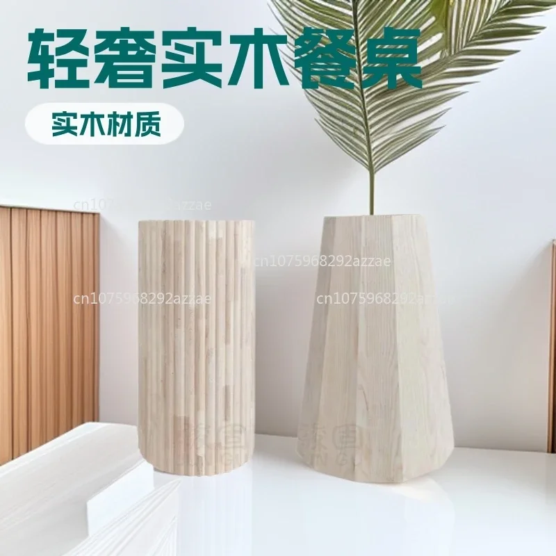 Wooden barrel new chinoiserie black solid furniture wooden dining table modern ash office desk roman column accessible luxury