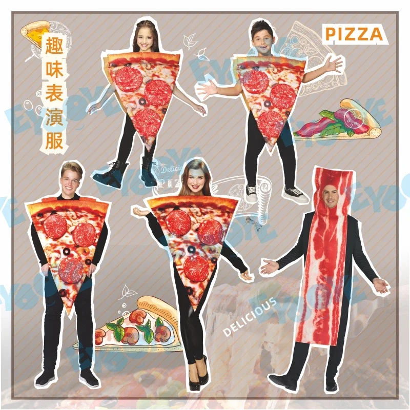 Cosplay Costume Hamburger Pizza Streaky Pork Halloween Christmas Dress Performance Carnival Party Outfit Parent-child Clothes