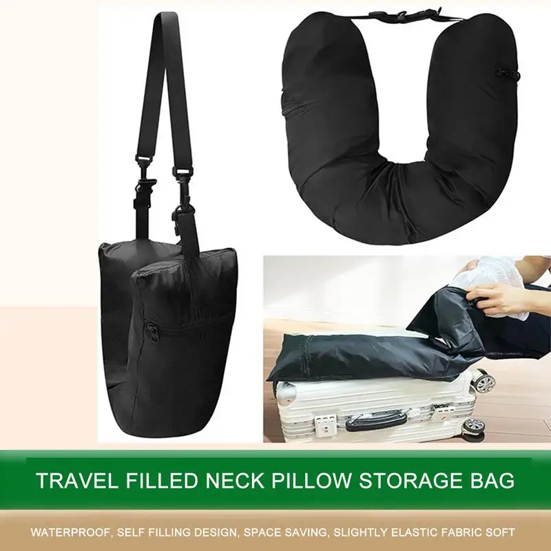 Наполняемые подушки для шеи для автомобиля, поезда, самолета, дорожная многоразовая сумка для хранения, подушка для шеи, легкая портативная U-образная подушка