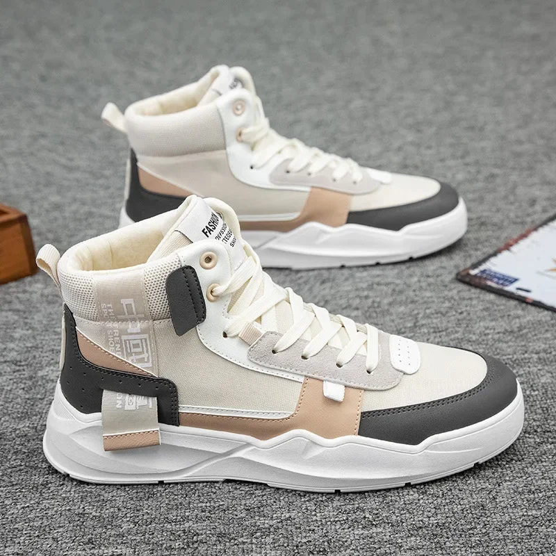 2023 New Winter High Top Men S Sneakers Breathable Casual All Match Plus Velvet Cotton Shoes Sports Trend Shoes