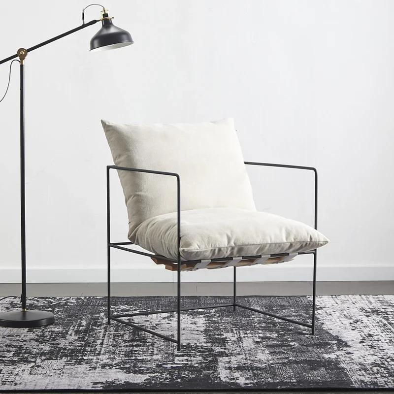 Furniture for Living Room & Dining Nordic Single Sofa Chair - Lazy Luxury Iron Dining Chair - Modern Minimalist Designer