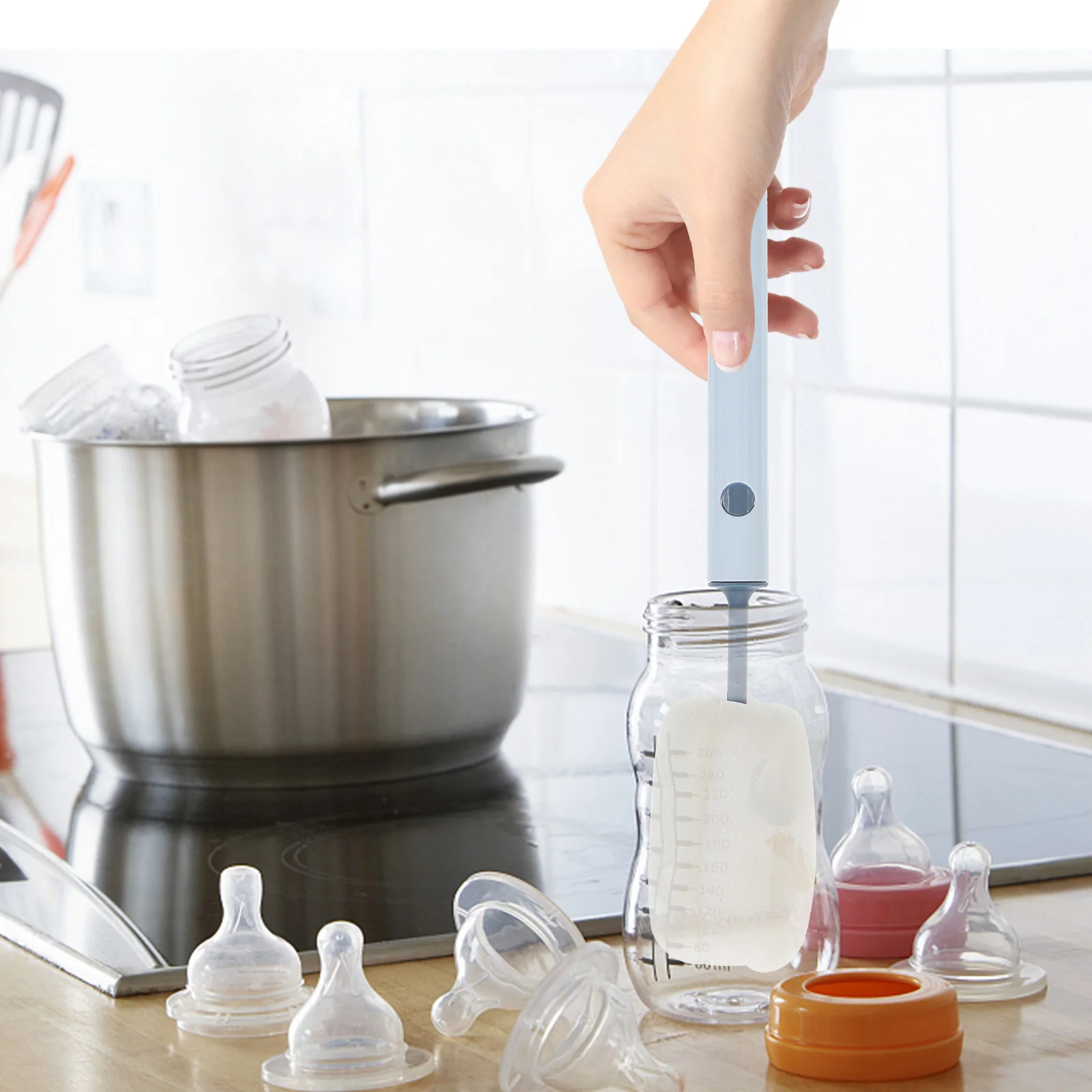 

2pcs Insulated Cup Brush Sponge Cleaning Tool For Wine Glass Bottle Coffee Mug Feeding Scrubber Kitchen Cleaner Device Baking