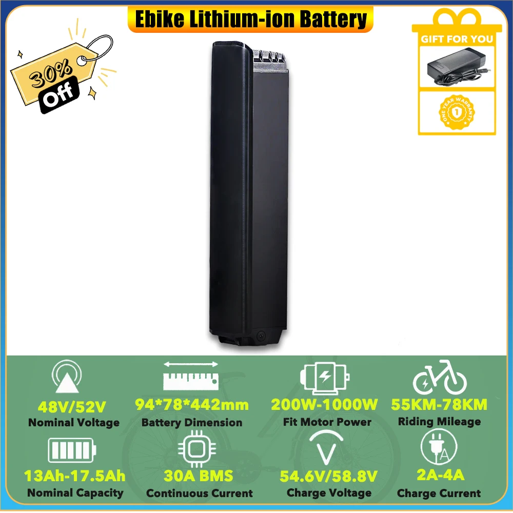 

Съемный литий-ионный аккумулятор 48В 13Ач 15Ач 52В 16Ач 17.5Ач для электровелосипедов Velowave Ghost/Ranger Series/Ranger ST Series