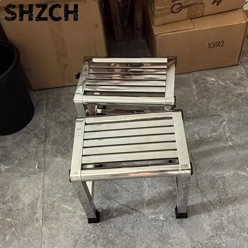 Non-Slip Stainless Steel Bathroom Shower Chair Thickened Metal Stool Durable Waterproof Elderly Seat