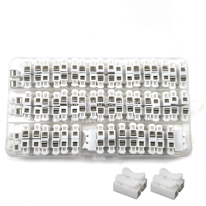 55pcs CH-2 Plug-in Connection Terminal Block Universal Quick Cable Connectors Electrical Connector Splicing Crimp Terminal