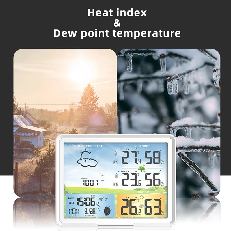 Imagem -06 - Digital Previsão Estação Meteorológica Indoor Outdoor Previsão Calendários Higrômetro Umidade Exibição de Temperatura Sensor Plug ue Pt20b