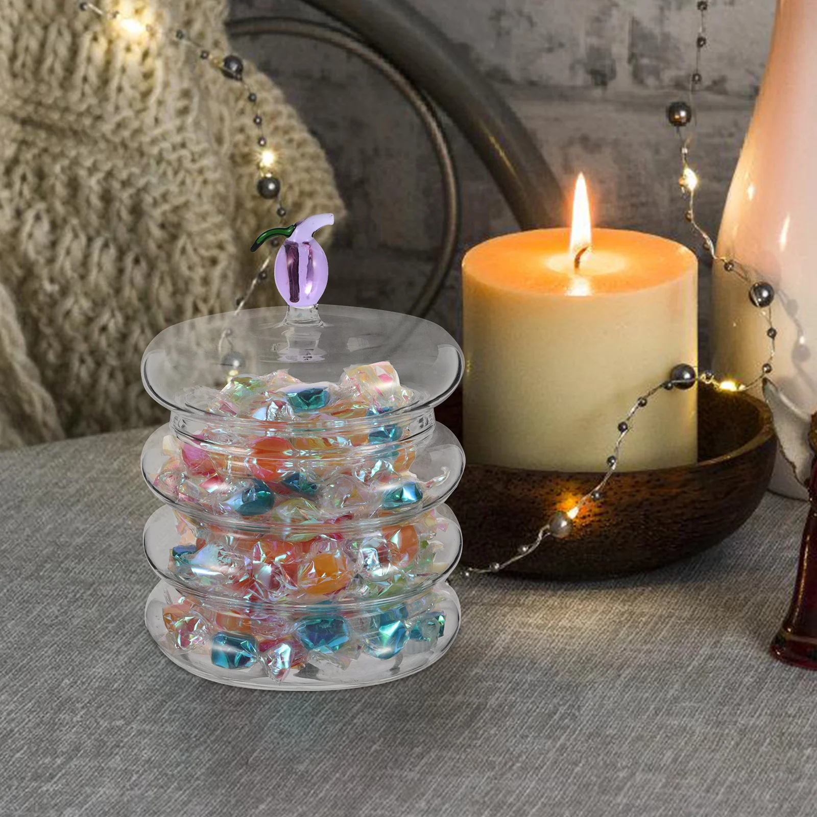 

Glass Candy Box Luxury Transparent Divided Compartments Airtight Lid Candy Nut Storage Organizer Snack Jar Home Decor