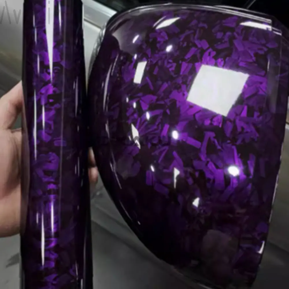 1x2m  PET-HD Gloss Purple Satin Forged Carbon Fiber Vinyl Car Wrap foil  Motorcycle Accessories Wrap Protective Film Air Release