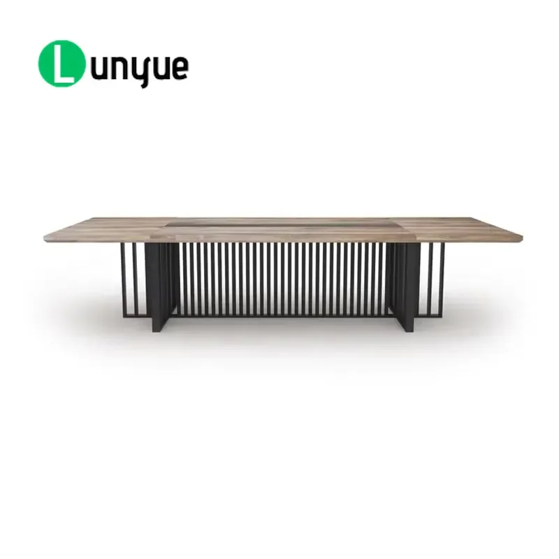 Thickened Stainless Steel Leg Wooden Boardroom Conference Table for Office Meeting Furniture Durable Modern Design